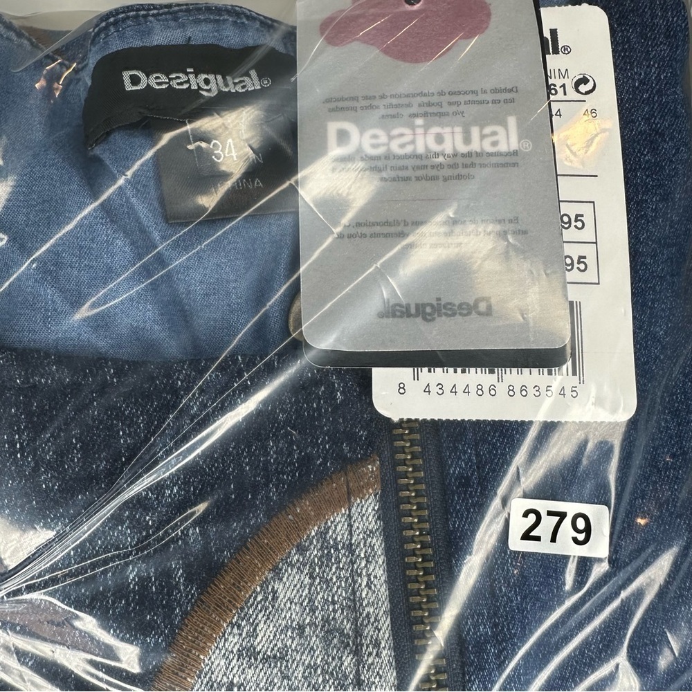 NWT Desigual Blue Denim Short Sleeve Mini Jean Dress Size 34 US 4 - Picture 16 of 16